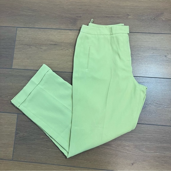 Larry Levine Suits Women’s Light Chartreuse Wide-Leg Rolled-cuff Trouser (16) - Picture 8 of 8